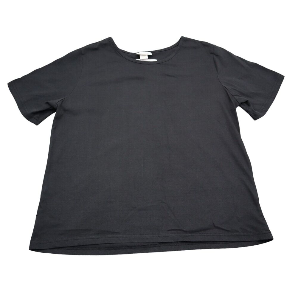 CW Classic Shirt Womens 1X Black Short Sleeve Round Neck Knit Casual t Shirt